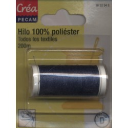 BOBINES FIL 200M polyester BLEU FONCE  tous textiles a main ou machine