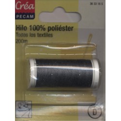 BOBINES FIL 200M polyester GRIS ARGENT  tous textiles a main ou machine