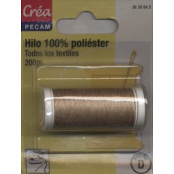 BOBINES FIL 200M polyester BEIGE PIERRE  tous textiles a main ou machine