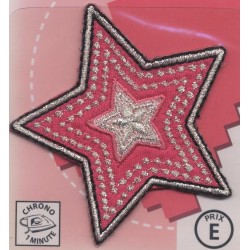 Ecusson Thermocollant brodé ETOILE  ROSE CREA PECAM
