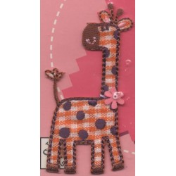 Ecusson Thermocollant brodé GIRAFE DAMIER CREA PECAM