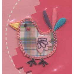 Ecusson Thermocollant brodé OISEAU DAMIER CREA PECAM