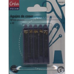40 aiguilles à coudre COUTURE EPAISSE assorties taille 1 3 5 CREA PECAM