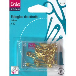 30 EPINGLES DE SURETE LAITON TAILLES ASSORTIE 19à27mm CREA PECAM