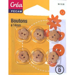 6 BOUTONS BOIS 14mm CREA PECAM