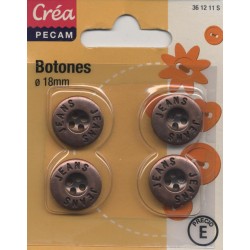 4 boutons jeans à coudre  18 CUIVRE CREA PECAM