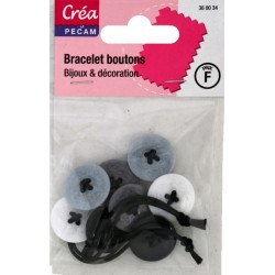 BRACELET DE 8 BOUTONS MARBRE BLANC NOIR GRIS CREA PECAM