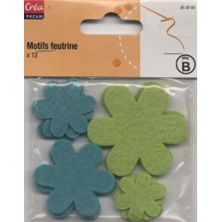 12 MOTIFS FEUTRINE FLEUR TURQUOISE VERT CREA PECAM