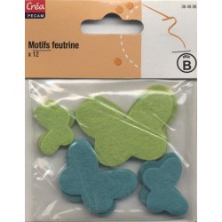 12 MOTIFS FEUTRINE PAPILLON ROSE BLEU CREA PECAM