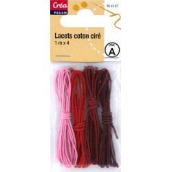 4 LACETS COTON CIRE 1m CREA PECAM
