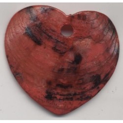 BOUTON NACRE NATURELLE COEUR ROUGE 40mm CREA PECAM