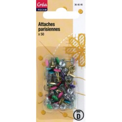 50 ATTACHE PARISIENNE MINI BRADS ROND MULTICOLORE CREA PECAM