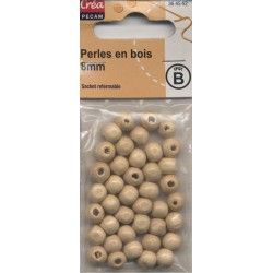 40 PERLES BOIS NATURELLE 8mm CREA PECAM