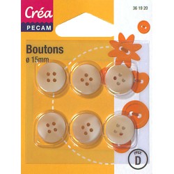 6 BOUTONS JASPE 15mm CREA PECAM