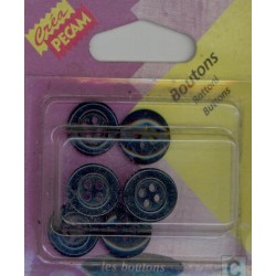 6 BOUTONS NOIR DIAMETRE 15 mm CREA PECAM