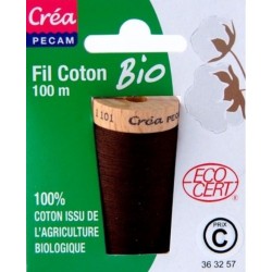 BOBINE FIL COTON BIO 100M  MARRON haute qualité tous textiles a main ou machine