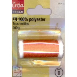 BOBINES FIL 200M polyester ORANGE  tous textiles a main ou machine