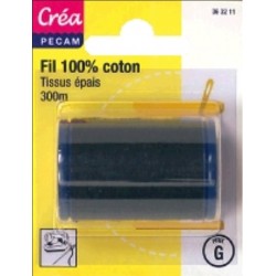 BOBINES FIL 300M COTON N°36 NOIR tissus épais CREA PECAM