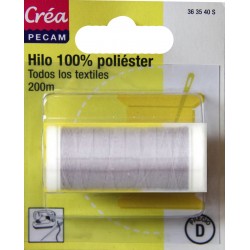 BOBINES FIL 200M polyester GRIS PERLE  tous textiles a main ou machine