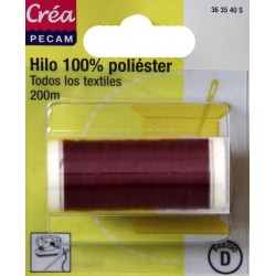 BOBINES FIL 200M polyester bordeau tous textiles a main ou machine CREA PECAM