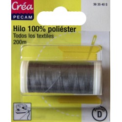BOBINES FIL 200M polyester GRIS FONCE  tous textiles a main ou machine
