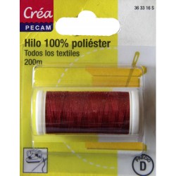 BOBINES FIL 200M polyester ROUGE PROFOND  tous textiles a main ou machine CREA PECAM