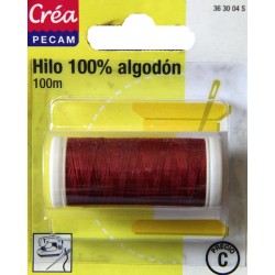 BOBINES FIL 100M COTON ROUGE VIF tissus fins et moyens CREA PECAM