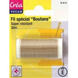 BOBINES FIL 30M polyester ECRU SPECIAL BOUTONS CREA PECAM