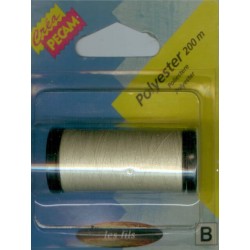 BOBINES FIL 200M polyester ECRU tous textiles a main ou machine CREA PECAM
