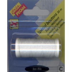 BOBINES FIL 30M polyester BLANC SPECIAL BOUTONS CREA PECAM