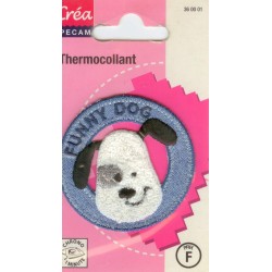 Ecusson Thermocollant FUNNY DOG BLEU CREA PECAM